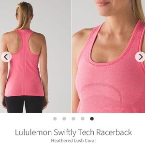 Lululemon Swiftly Tech Racerback Heathered Lush Coral Neon 2016 W1960S $58 Sz 4